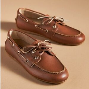 NWT New in Box Bibi Lou for Anthropologie Brown Boat Shoes Size 41 / 10